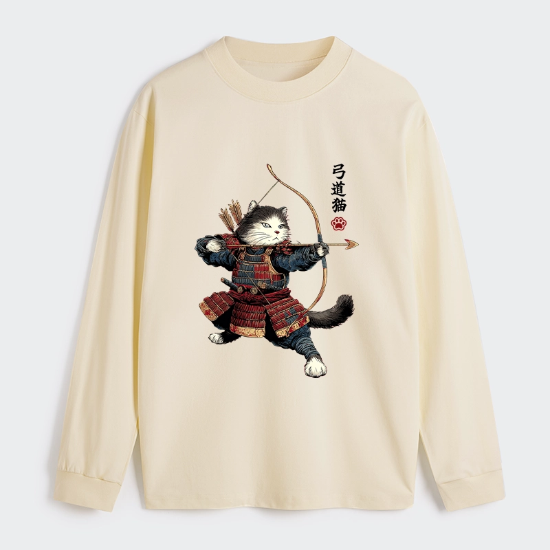 Tokyo-Tiger Kyudo Samurai Cat Classic Long Sleeve T-Shirt