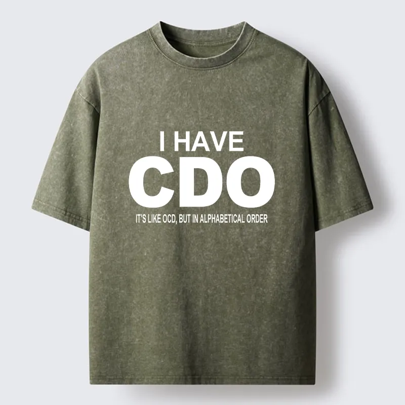 Tokyo-Tiger Embracing My Alphabetical CDO Tendencies Washed T-Shirt