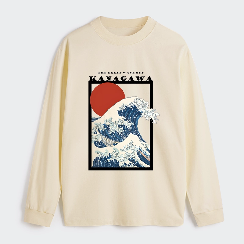 Tokyo-Tiger Minimalist Ukiyo-e Waves Classic Long Sleeve T-Shirt