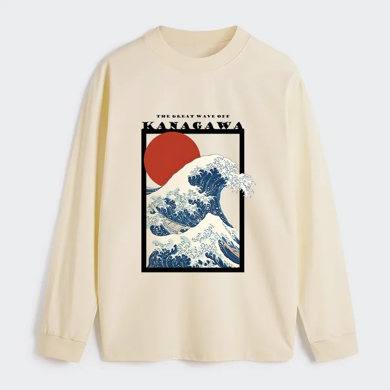Tokyo-Tiger Minimalist Ukiyo-e Waves Classic Long Sleeve T-Shirt