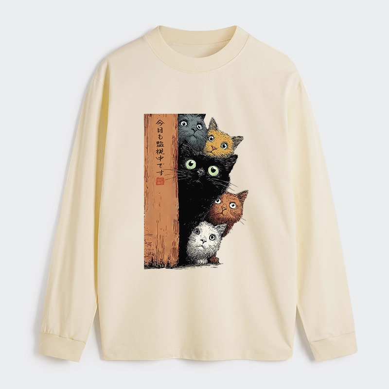 Tokyo-Tiger Five Cats Are Watching You Classic Long Sleeve T-Shirt
