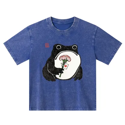 Tokyo-Tiger The Frog Holding A Carnation Kids Washed T-Shirt