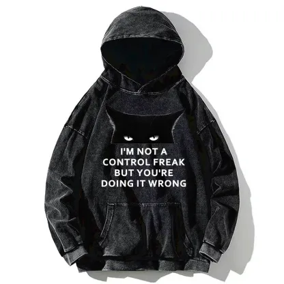 Tokyo-Tiger Control Freak Funny Washed Hoodie