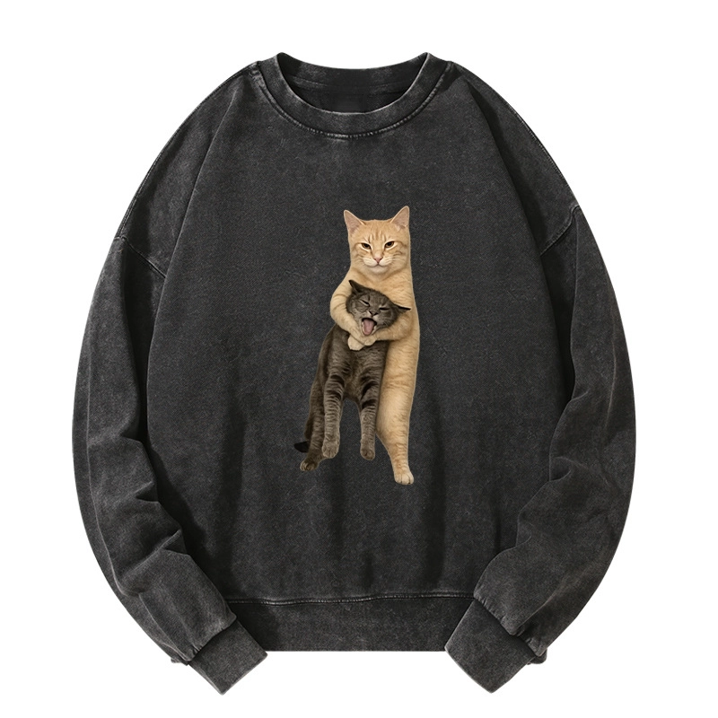 Tokyo-Tiger Orange Cat’s Tight Embrace Washed Sweatshirt