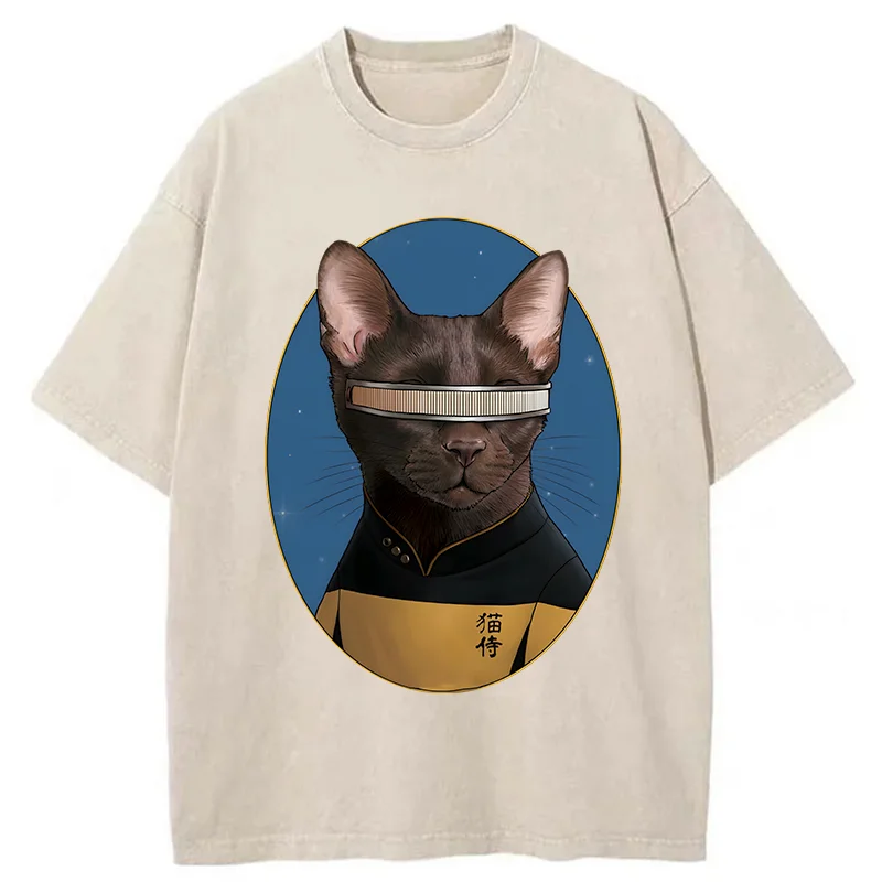 Tokyo-Tiger Star Cat Waiter Washed T-Shirt