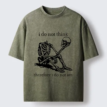 Tokyo-Tiger Philosophical Skeleton Meme Washed T-Shirt