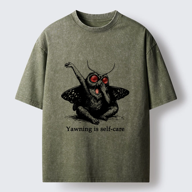 Tokyo-Tiger Yawning Is The Best Self Care Washed T-Shirt