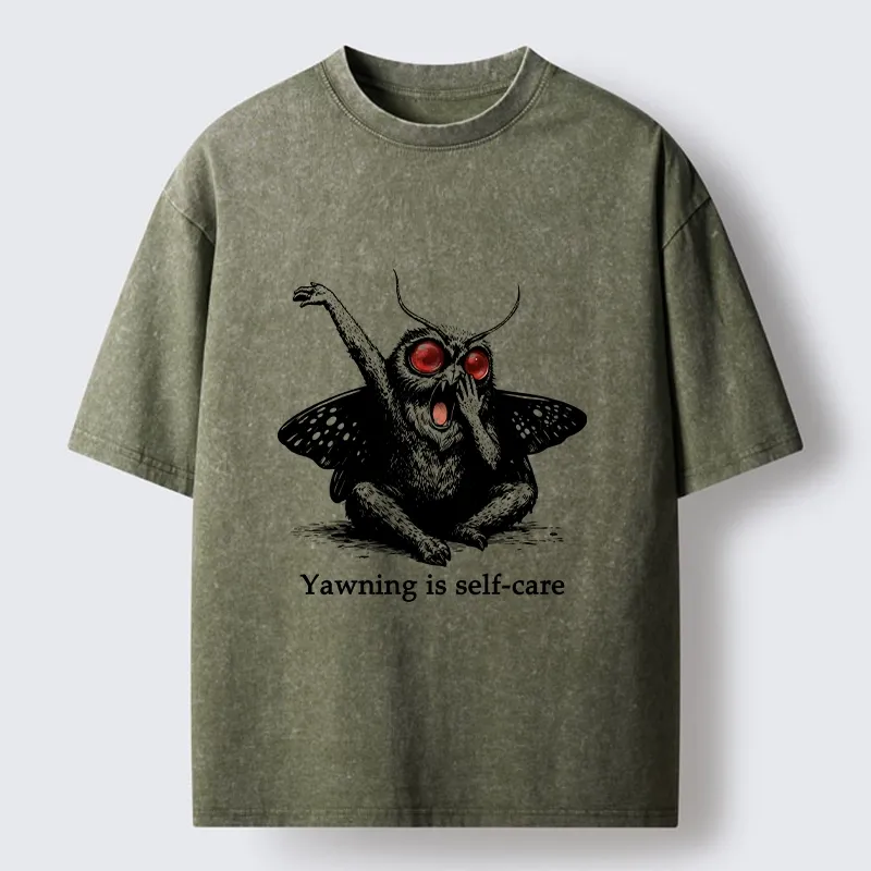 Tokyo-Tiger Yawning Is The Best Self Care Washed T-Shirt