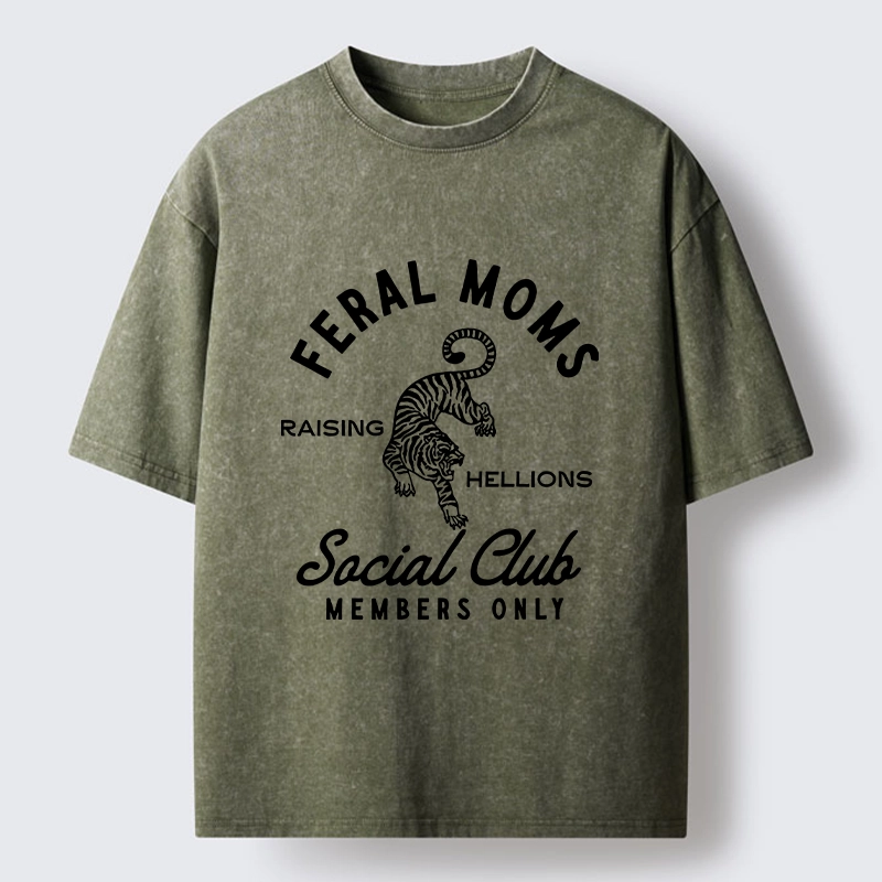 Tokyo-Tiger Tiger Feral Moms Club Washed T-Shirt