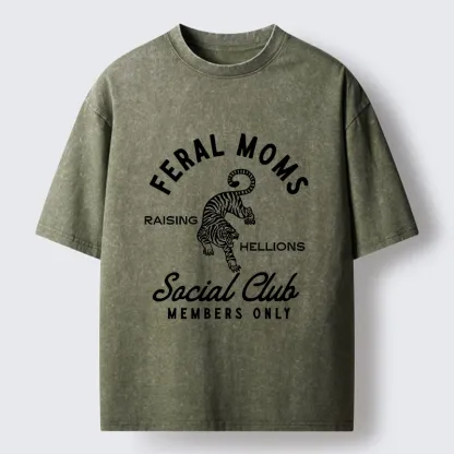 Tokyo-Tiger Tiger Feral Moms Club Washed T-Shirt