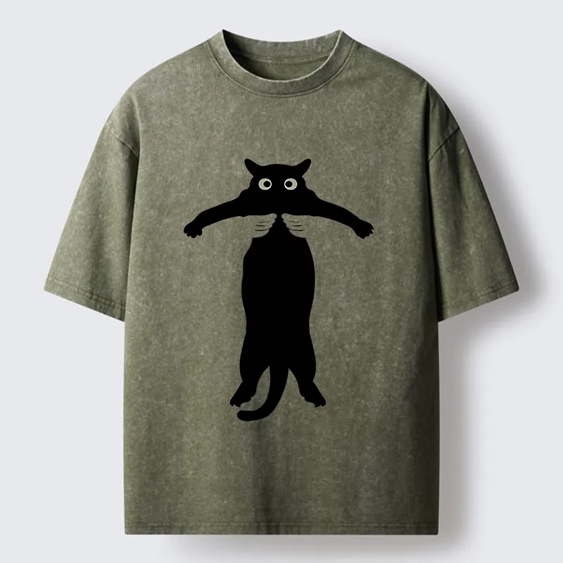 Tokyo-Tiger Black Cat Held By Hands Washed T-Shirt