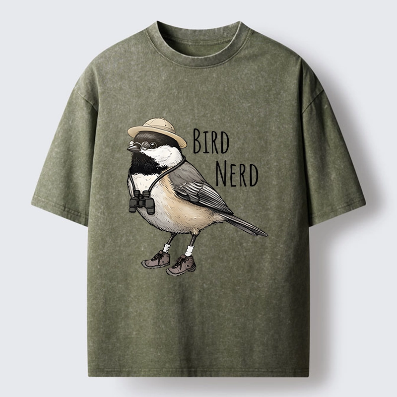 Tokyo-Tiger Bird Nerd Chickadee Explorer Washed T-Shirt