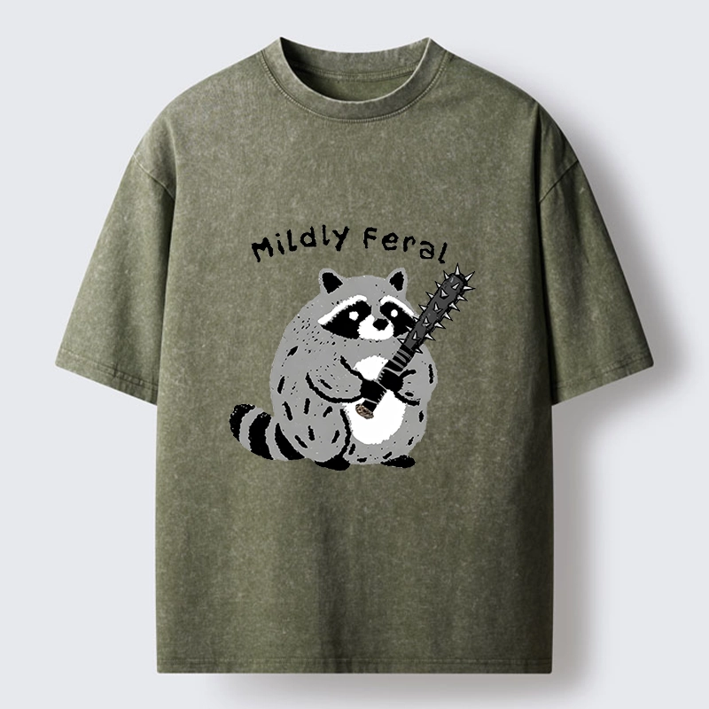 Tokyo-Tiger Cute But Feral Raccoon Cartoon Washed T-Shirt