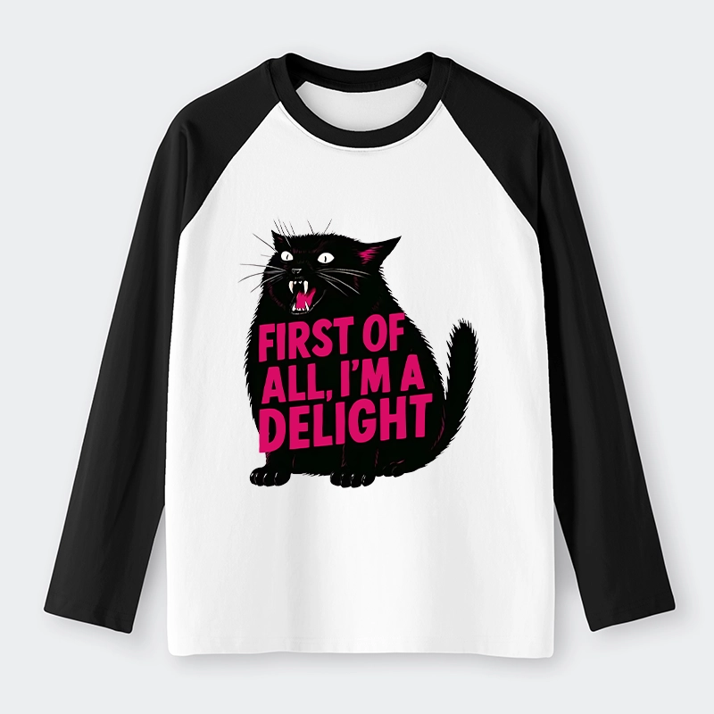 Tokyo-Tiger Roaring Black Cat Raglan Long Sleeve T-shirt