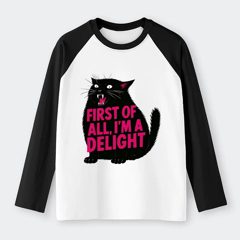 Tokyo-Tiger Roaring Black Cat Raglan Long Sleeve T-shirt