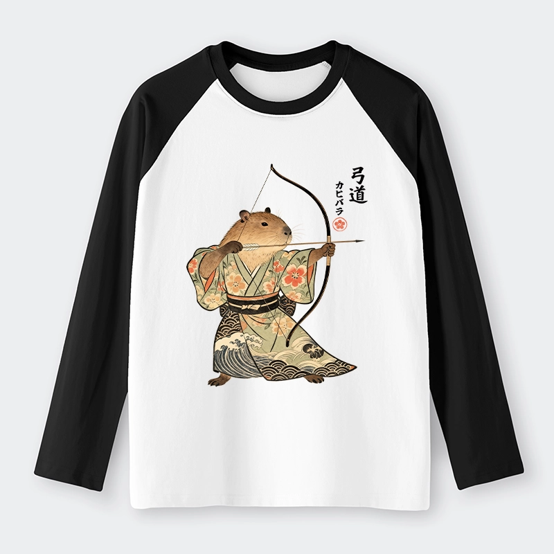 Tokyo-Tiger Capybara Archery Raglan Long Sleeve T-shirt