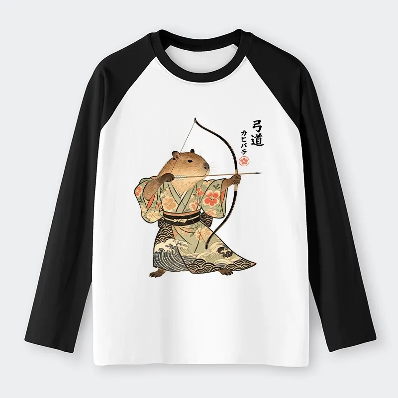 Tokyo-Tiger Capybara Archery Raglan Long Sleeve T-shirt