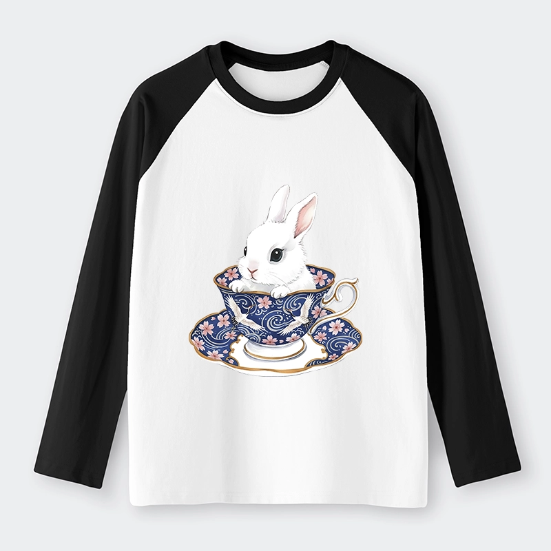 Tokyo-Tiger Cute Rabbit Tea Set Raglan Long Sleeve T-shirt