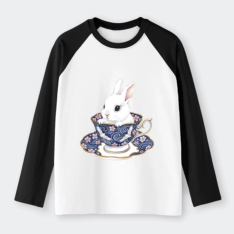 Tokyo-Tiger Cute Rabbit Tea Set Raglan Long Sleeve T-shirt