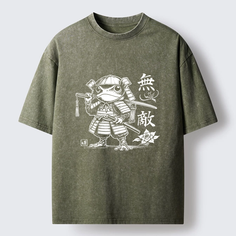 Tokyo-Tiger Samurai Frog Warrior Washed T-Shirt