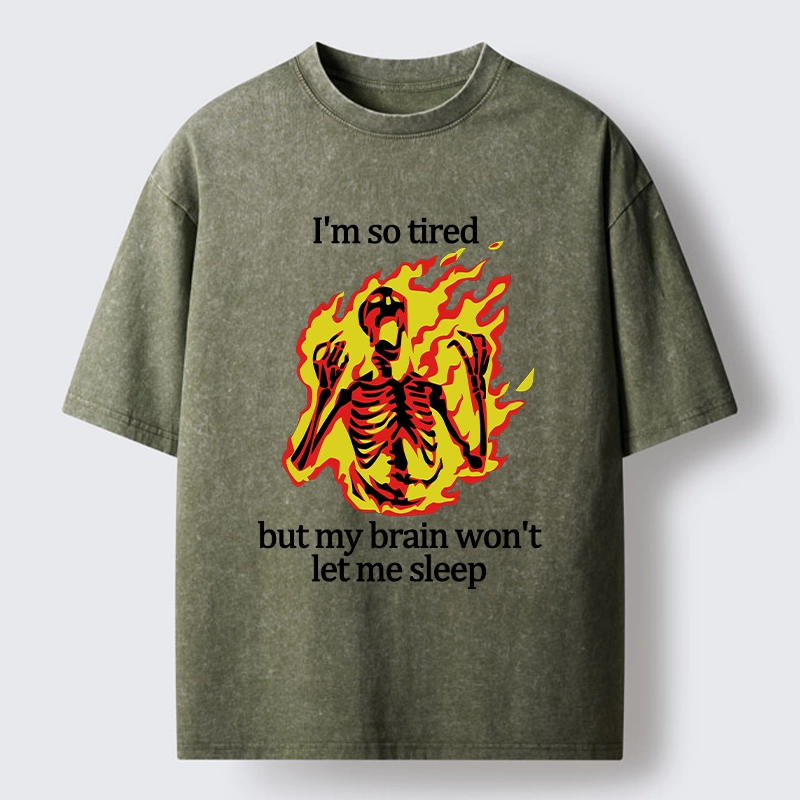 Tokyo-Tiger Tired Skeleton On Fire Washed T-Shirt Sale