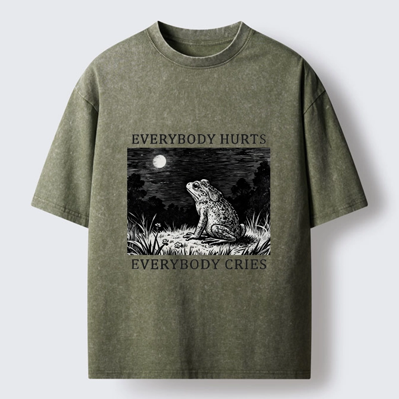 Tokyo-Tiger Lonely Frog Under Moonlight Washed T-Shirt Sale