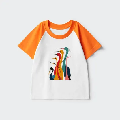 Tokyo-Tiger Various Types Of Cranes Kids Raglan T-shirt