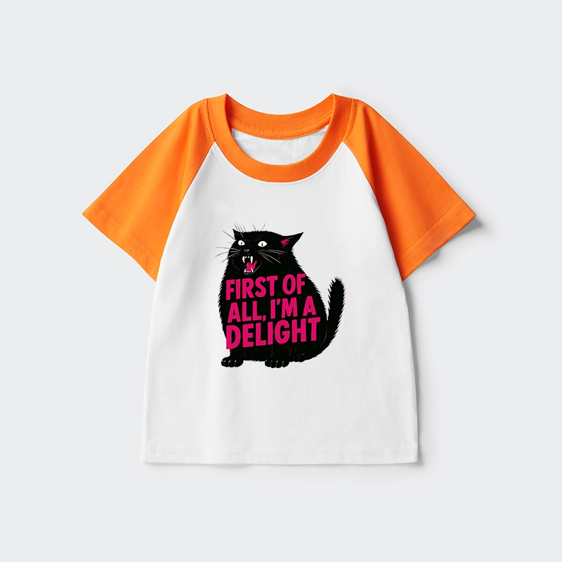 Tokyo-Tiger Roaring Black Cat Kids Raglan T-shirt