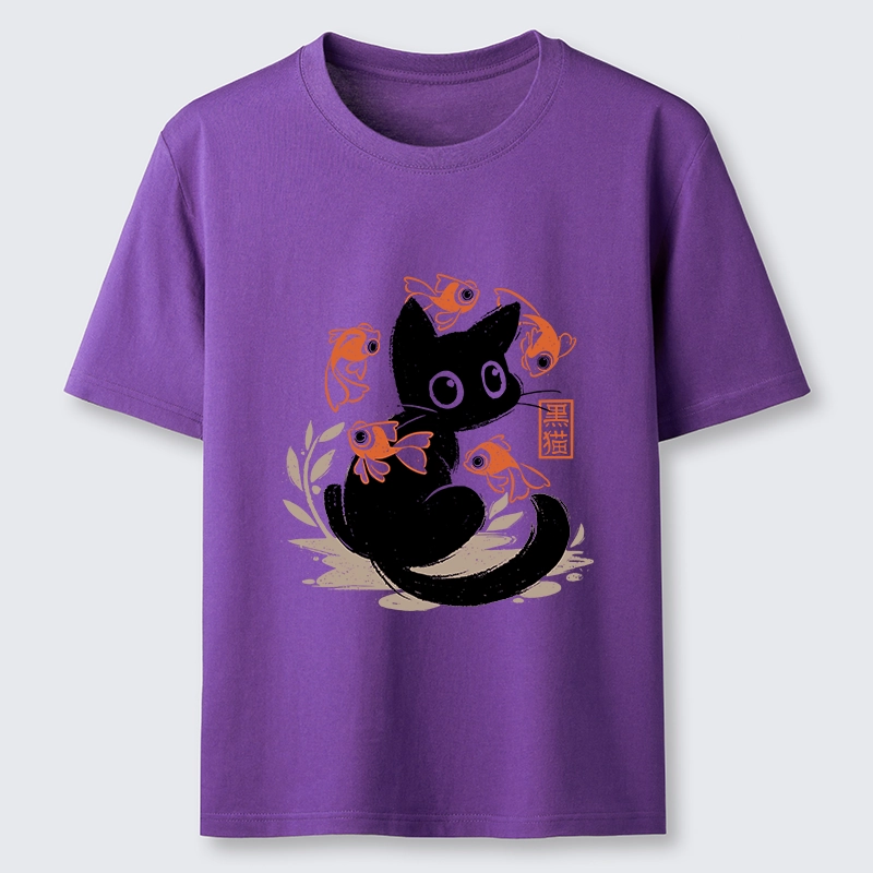 Tokyo-Tiger Curious Black Cat Among Fish Classic T-Shirt