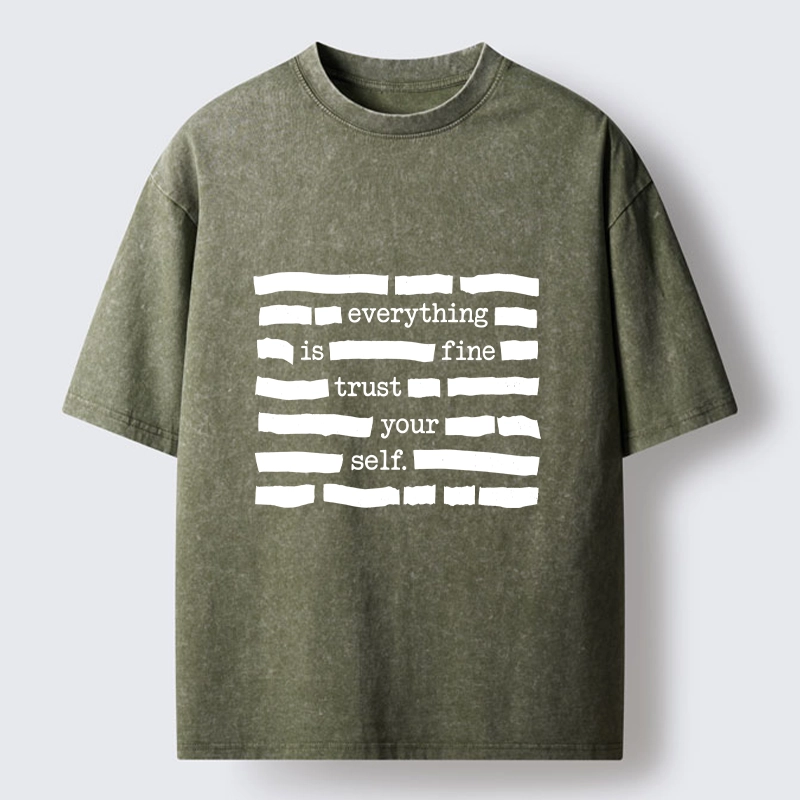 Tokyo-Tiger Funny Meme Everything Is Fine Washed T-Shirt Sale