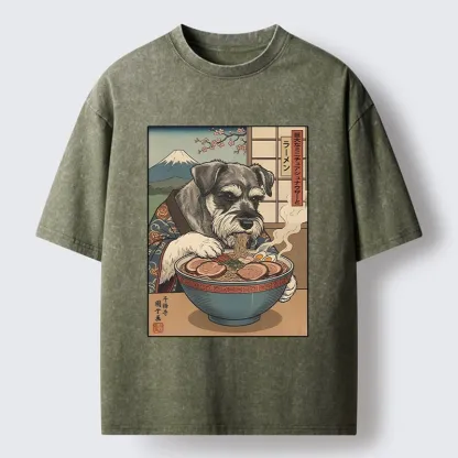 Tokyo-Tiger Dog Ramen Meme Washed T-Shirt