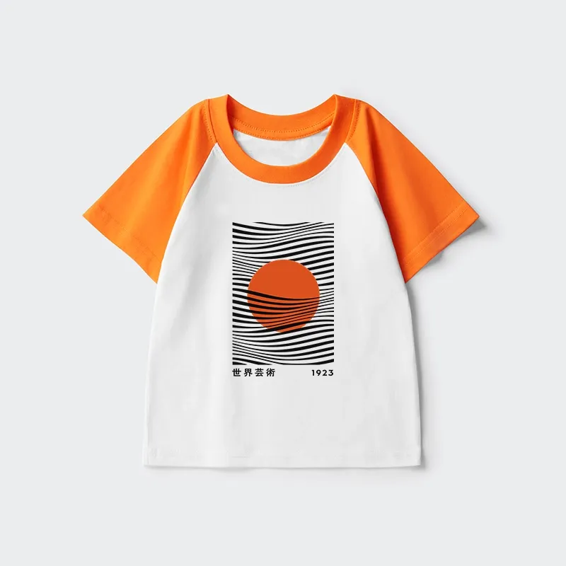 Tokyo-Tiger Minimalist Art Sun Kids Raglan T-shirt