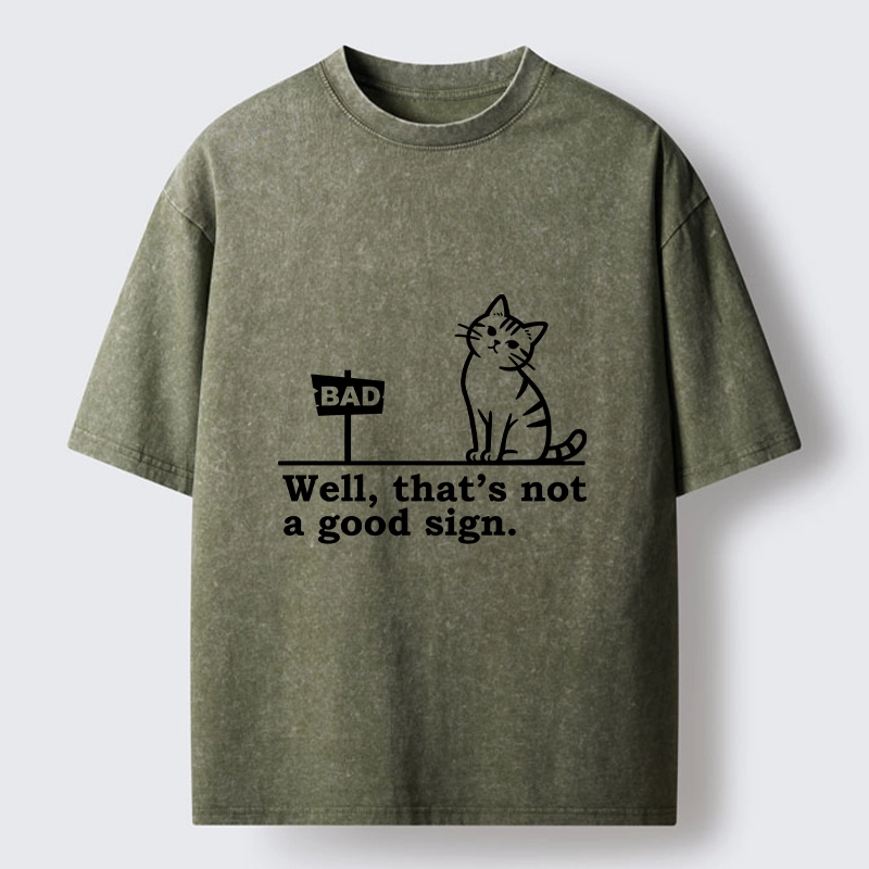 Tokyo-Tiger Meme Cat With Bad Sign Washed T-Shirt