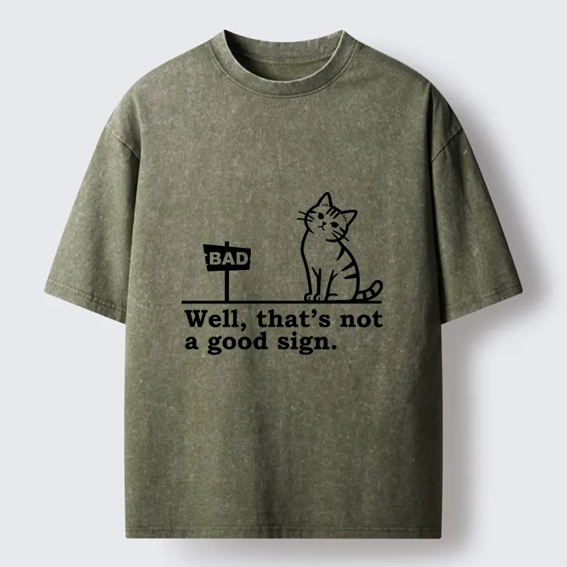 Tokyo-Tiger Meme Cat With Bad Sign Washed T-Shirt