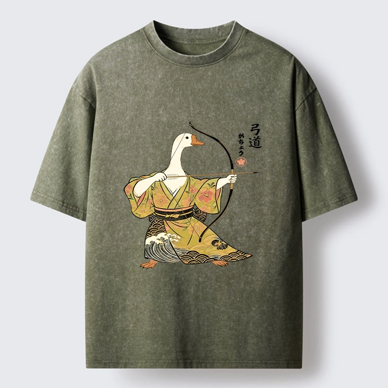 Tokyo-Tiger Goose In Kimono With Bow Washed T-Shirt Sale