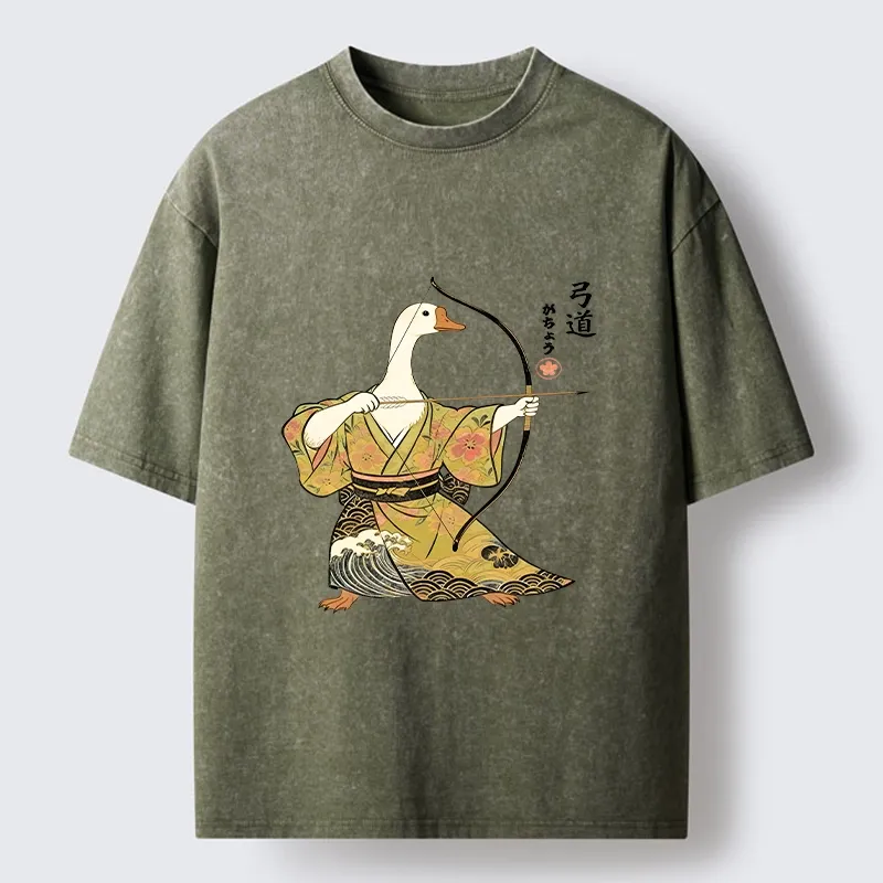 Tokyo-Tiger Goose In Kimono With Bow Washed T-Shirt