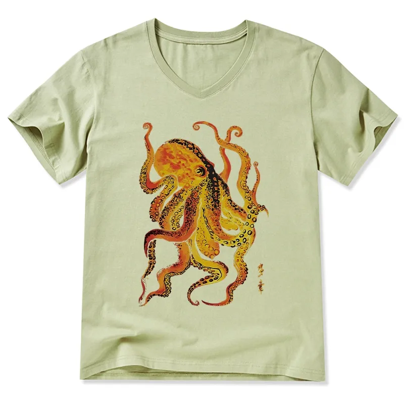 Tokyo-Tiger Deep Sea Gorgeous Octopus V-Neck Classic T-Shirt