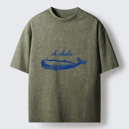 Tokyo-Tiger Oh Whale I Dont Care Washed T-Shirt