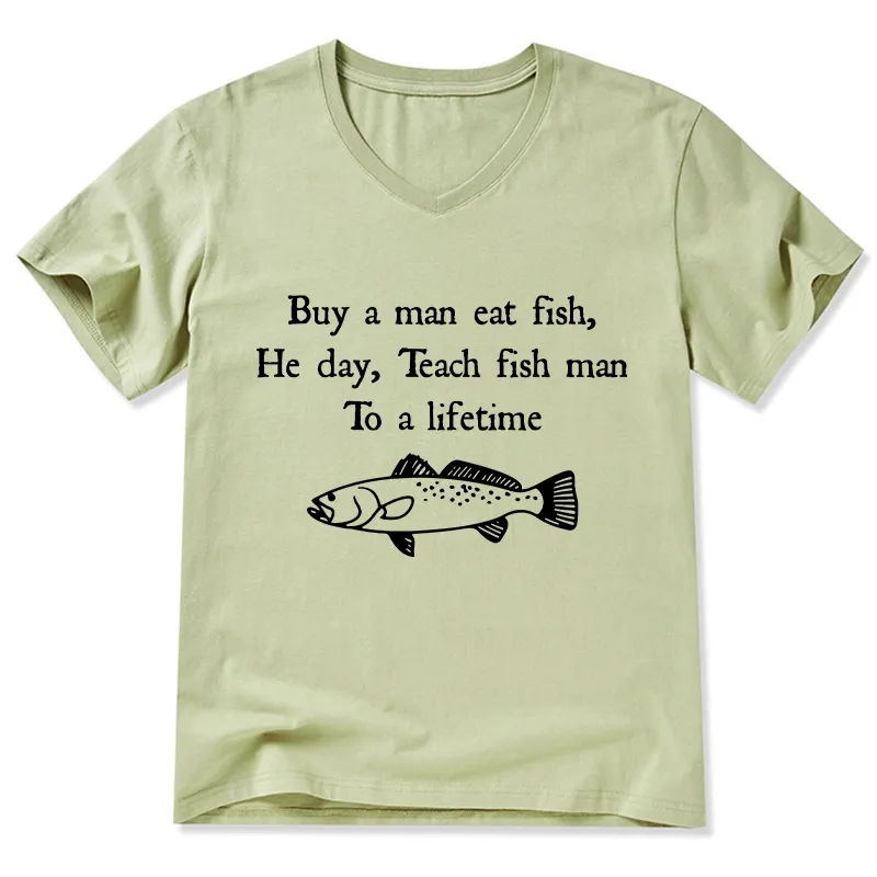 Tokyo-Tiger Man Eat Fish Meme V-Neck Classic T-Shirt