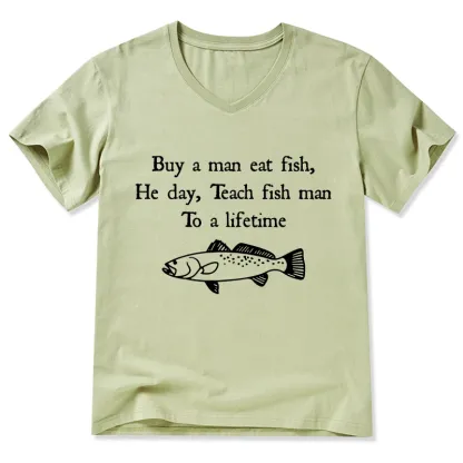 Tokyo-Tiger Man Eat Fish Meme V-Neck Classic T-Shirt