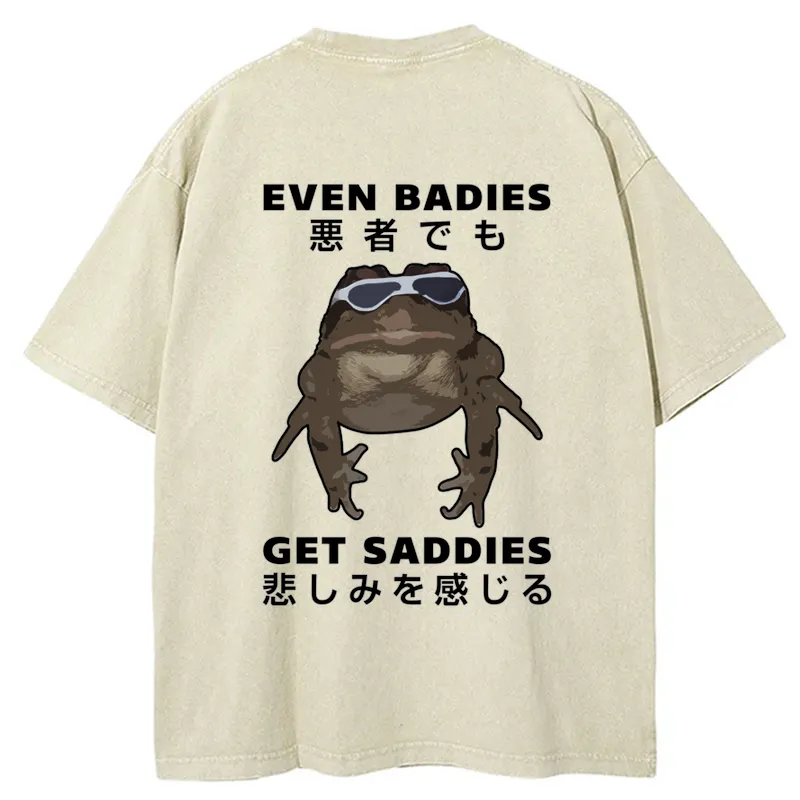 Tokyo-Tiger Even Baddies Get Saddies Back Washed T-Shirt