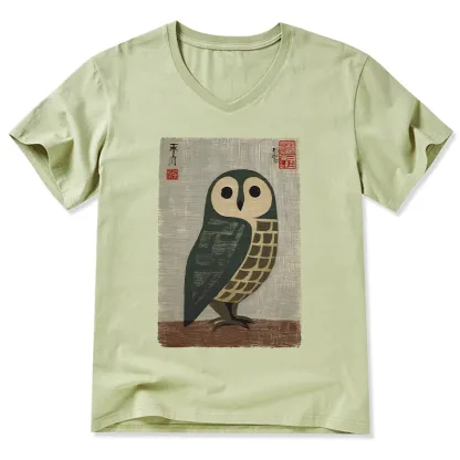 Tokyo-Tiger Traditional Owl In Japanese Art V-Neck Classic T-Shirt