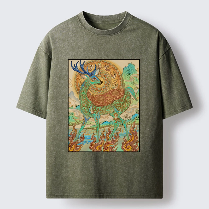 Tokyo-Tiger Mythical Nine Colored Deer Washed T-Shirt