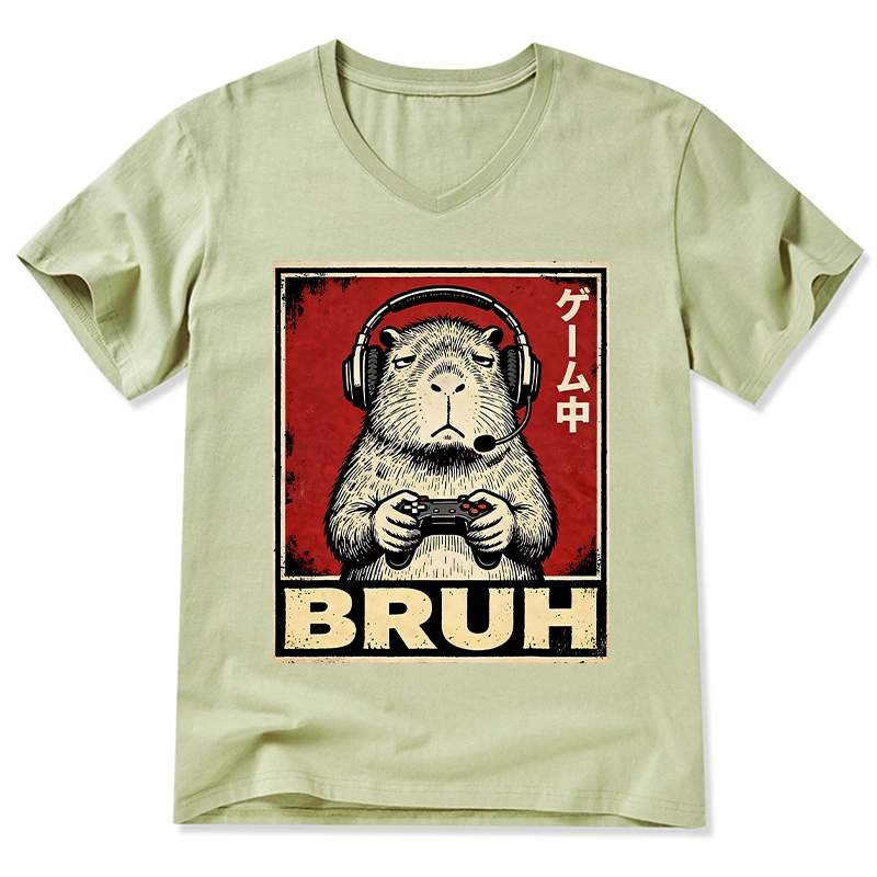 Tokyo-Tiger Funny Capybara Playing Games V-Neck Classic T-Shirt