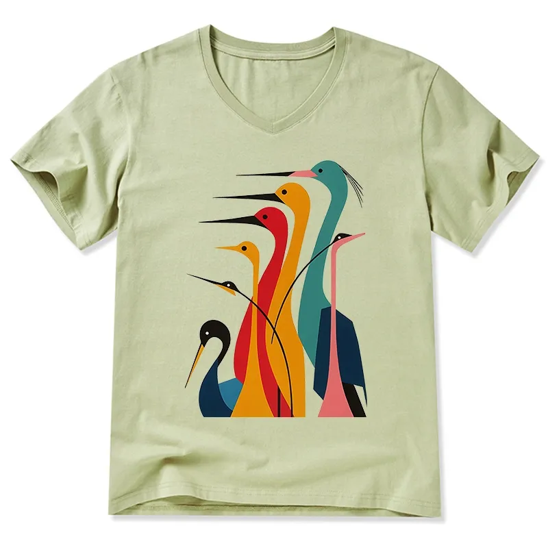 Tokyo-Tiger Various Types Of Cranes V-Neck Classic T-Shirt