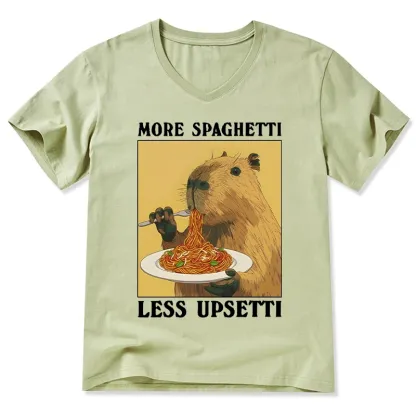 Tokyo-Tiger Capybara Eating Pasta V-Neck Classic T-Shirt