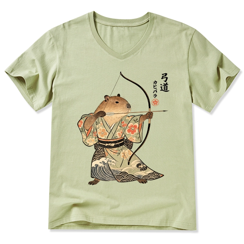 Tokyo-Tiger Capybara Archery V-Neck Classic T-Shirt