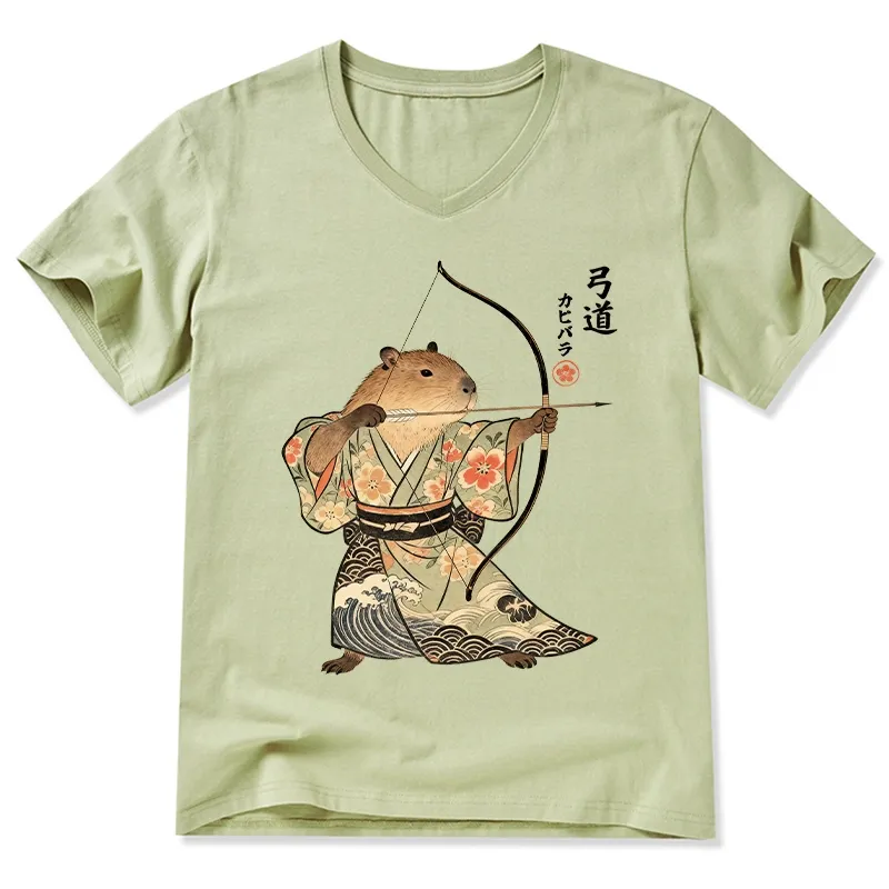Tokyo-Tiger Capybara Archery V-Neck Classic T-Shirt