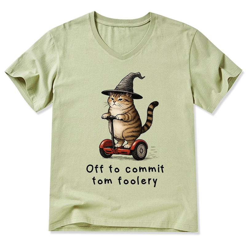 Tokyo-Tiger Orange Cat Riding Segway-style V-Neck Classic T-Shirt