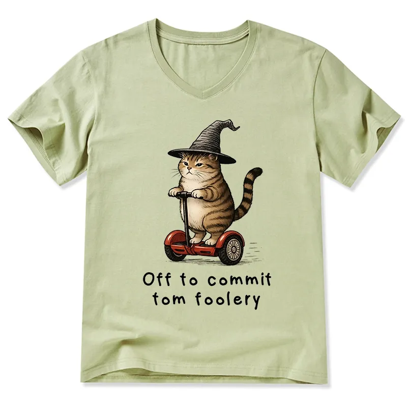 Tokyo-Tiger Orange Cat Riding Segway-style V-Neck Classic T-Shirt